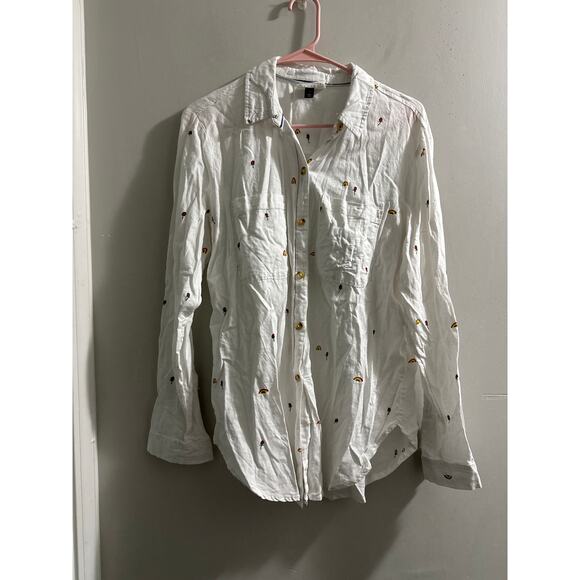 Scott Csoke for Anthropologie Romy Relaxed Button Down Small white rainbow roses - Picture 2 of 8